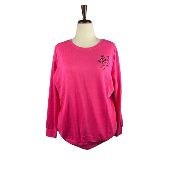 Torrid Grateful Dead Bear Bright Pink Sweatshirt Size 2X Band Rock n Roll 80s 90 - Picture 1 of 6